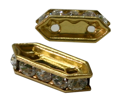 (image for) 777 10mm Crystal 2 Hole Gold Plated Bar PQ 6